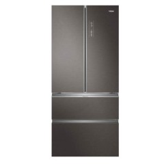 Haier HB18FGSAAA Kühl-Ge­frier-Kom­bi­na­ti­on French Door mit De­sign-Glas­front in Silber