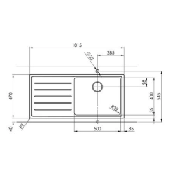 Suter Daneo DAN 100-50IF Flächenbündige-Spüle / Flachrand-Spüle