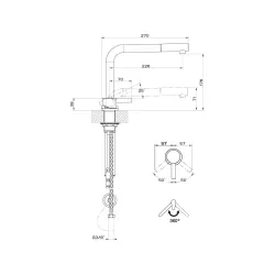 Gessi 50109-031-149 Zweigriff-Küchenmischer mit Schwenkarm