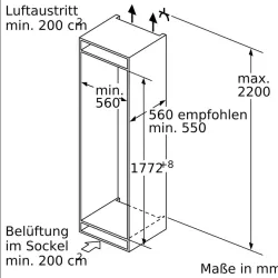Bosch -KIF82SDE0 Serie | 8 Einbau-Kühlschrank mit Gefrierfach