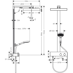 Hansgrohe -Rainfinity Showerpipe 360 1jet mit ShowerTablet 350