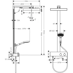 Hansgrohe-Rainfinity Showerpipe 360 1jet mit ShowerTablet 350