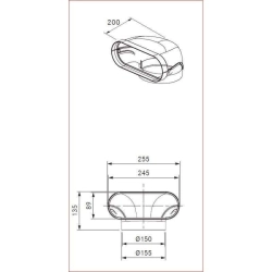 Bora Zubehör-BORA EFR90 Ecotube Übergang flach rund 90°-