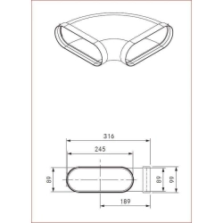 Bora Zubehör-BORA EFBH90 Ecotube Bogen 90° flach horizontal-