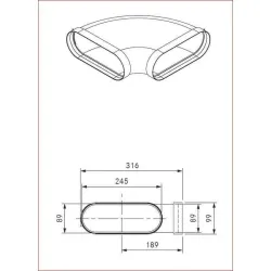 BORA EFBH90 Ecotube Bogen 90° flach horizontal