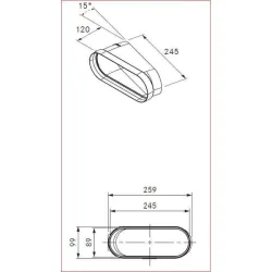 BORA EFBH15 Ecotube Bogen 15° flach horizontal