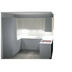 Küche U-form perlgrau nur Möbel ohne Elektrogeräte