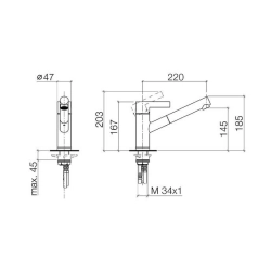 Dornbracht Eno Küchenarmatur Faucet Zugauslauf Chrom