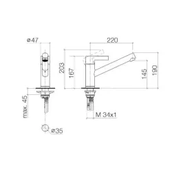 Dornbracht Eno Küchenarmatur Faucet Schwenkauslauf Chrom