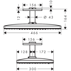 Rainmaker Select 460 3jet Kopfbrause mit Deckenanschluss