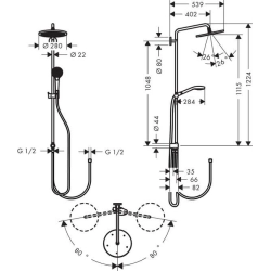 Croma Select 280 Air 1jet Showerpipe, Reno chrom 