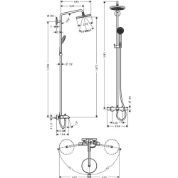Hansgrohe Croma 220 Air 1jet Showerpipe Wanne -