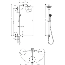Croma 220 Air 1jet Showerpipe Reno 