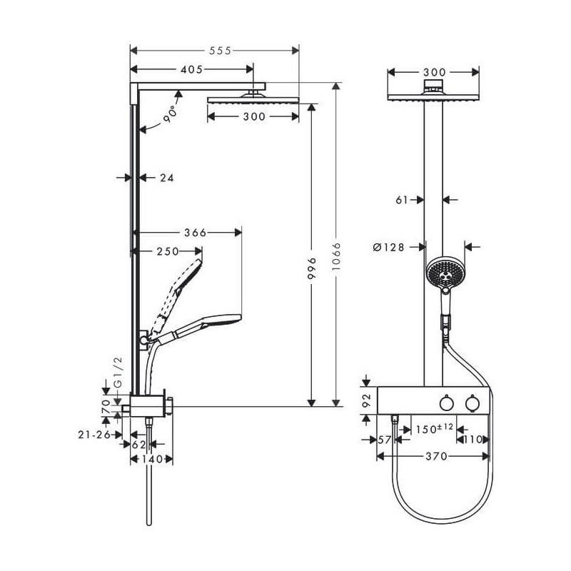 Hansgrohe Raindance E 300 1jet Showerpipe 350 ST , - Nettoland.ch
