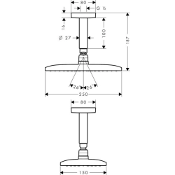 Raindance E Air 1jet Kopfbrause mit Deckenanschluss 100 mm 