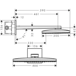Hansgrohe-Rainmaker Select 460 3jet Kopfbrause mit Brausearm-