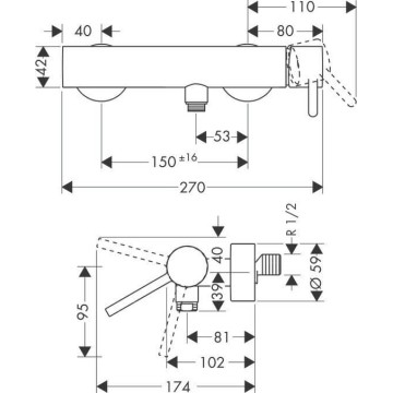 Axor 10611000 Starck Einhebel-Brausenmischer für AP-Montage
