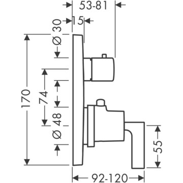 Axor 39720000 Citterio Thermostat Unterputz mit Ab- und Umstellventil und Hebelgriff
