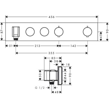 Axor 18355000 ShowerSolutions Thermostatmodul Select 460/90 Unterputz für 2 Verbraucher Chrom