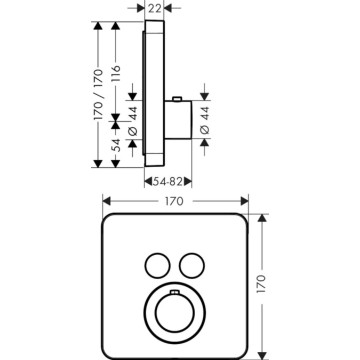 Axor 36707000 ShowerSelect Thermostat Unterputz softcube für 2 Verbraucher