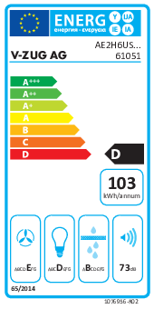 V-ZUG hottes aspirantes 6105100002 Energieeffizienzklasse V-ZUG hottes aspirantes 6105100002 Energieeffizienzklasse
