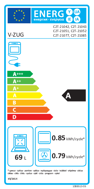 V-ZUG Backofen Combair V2000 60 2104300007 Energieeffizienzklasse V-ZUG Backofen Combair V2000 60 2104300007 Energieeffizienzklasse