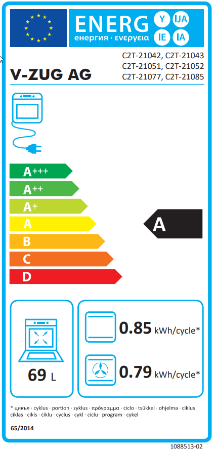 V-ZUG Backofen Combair V2000 76 2105200003 Energieeffizienzklasse V-ZUG Backofen Combair V2000 76 2105200003 Energieeffizienzklasse