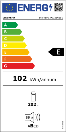 LIEBHERR IRe 4100 Einbaukühlschrank 60 cm (EU-Norm) Energieeffizienzklasse LIEBHERR IRe 4100 Einbaukühlschrank 60 cm (EU-Norm) Energieeffizienzklasse
