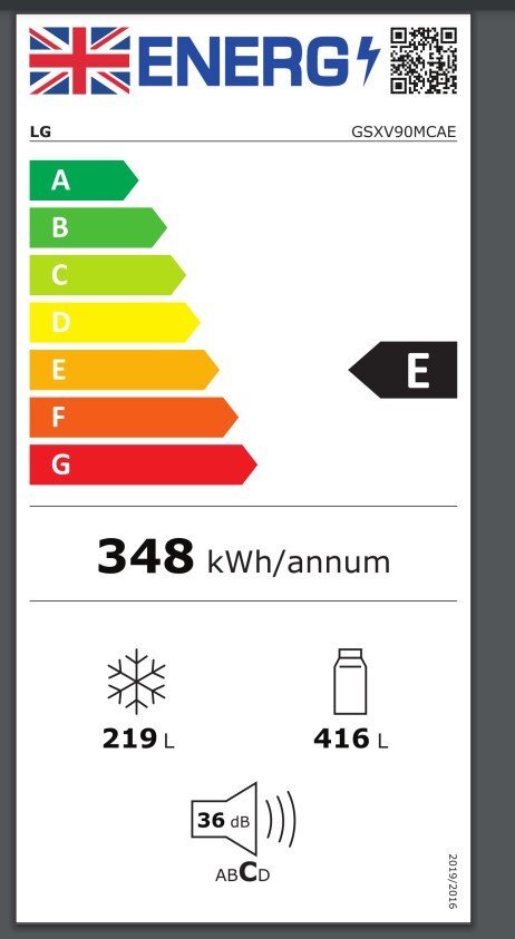 LG Electronics GSXV90MCAE Energieeffizienzklasse LG Electronics GSXV90MCAE Energieeffizienzklasse