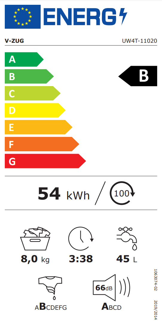 V-ZUG Waschmaschine UnimaticWaschen V4000 1102000324 Energieeffizienzklasse V-ZUG Waschmaschine UnimaticWaschen V4000 1102000324 Energieeffizienzklasse