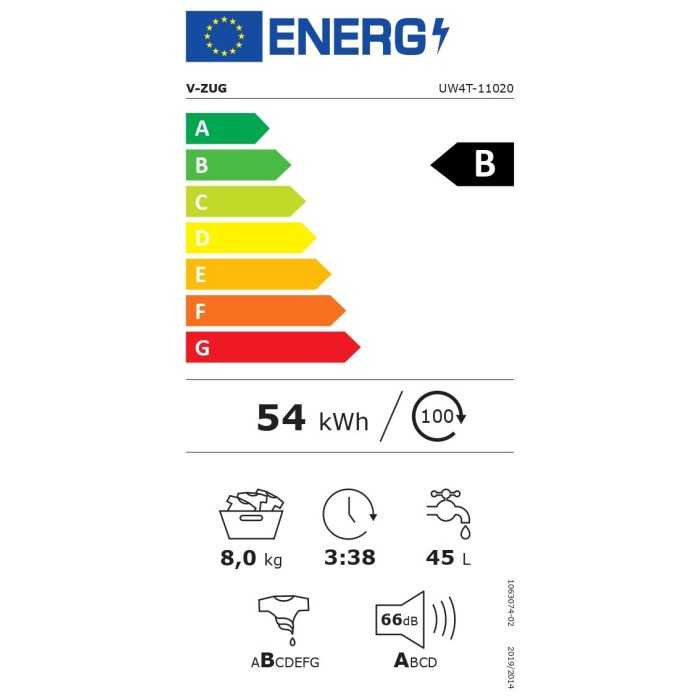 V-ZUG UnimaticWaschen V4000 1102000334 Energieeffizienzklasse V-ZUG UnimaticWaschen V4000 1102000334 Energieeffizienzklasse