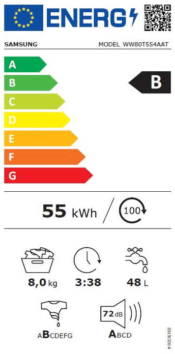  Samsung WW80T554AATS5 Energieeffizienzklasse