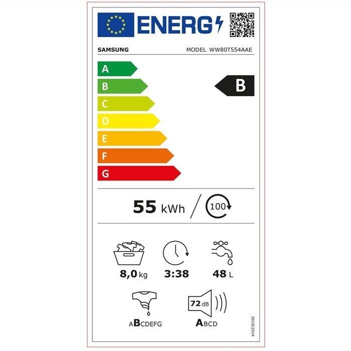 Samsung WW80T554AAE/S5 Energieeffizienzklasse Samsung WW80T554AAE/S5 Energieeffizienzklasse