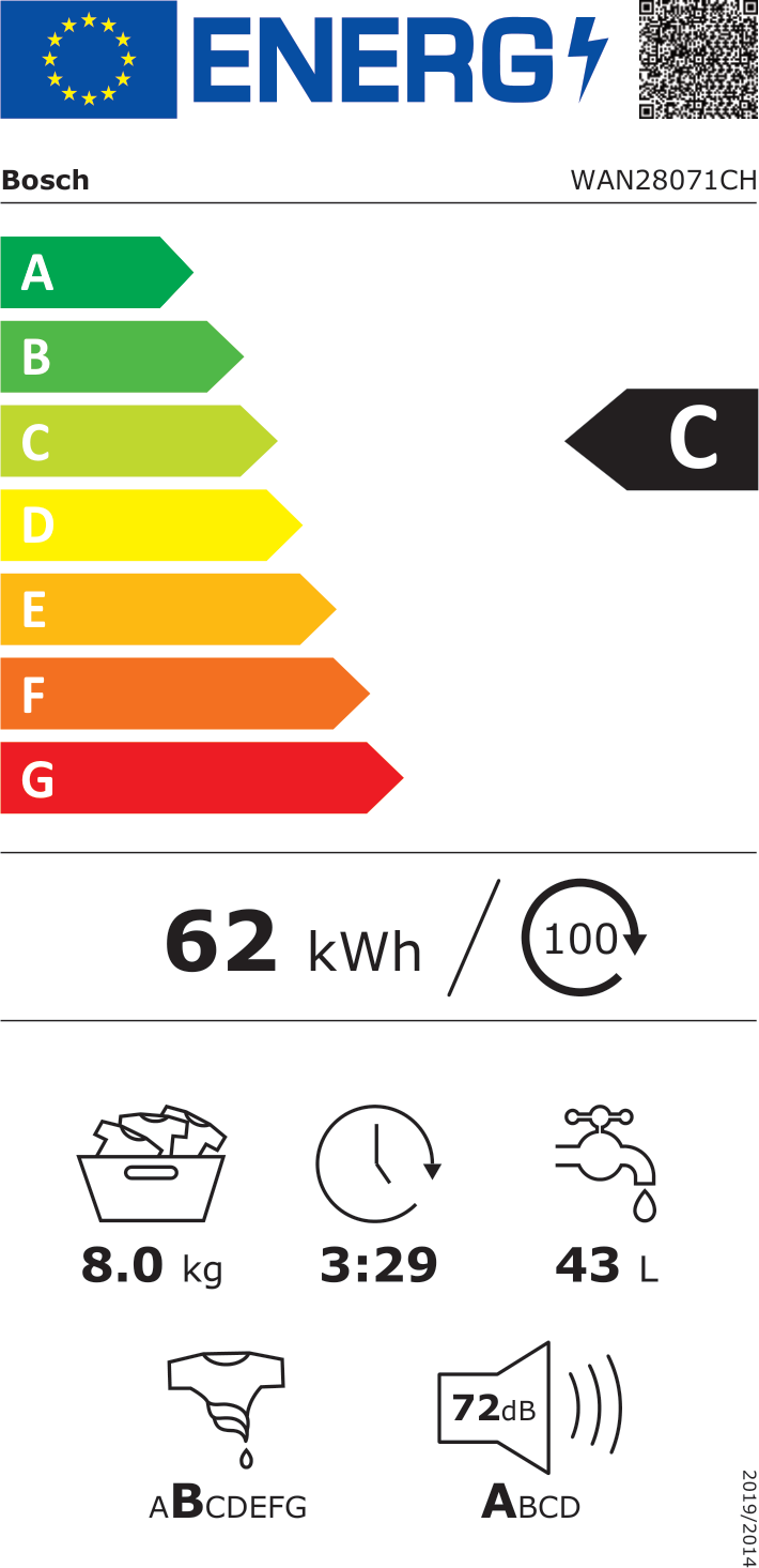 Bosch Objektgeräte WAN28071CH Energieeffizienzklasse Bosch Objektgeräte WAN28071CH Energieeffizienzklasse