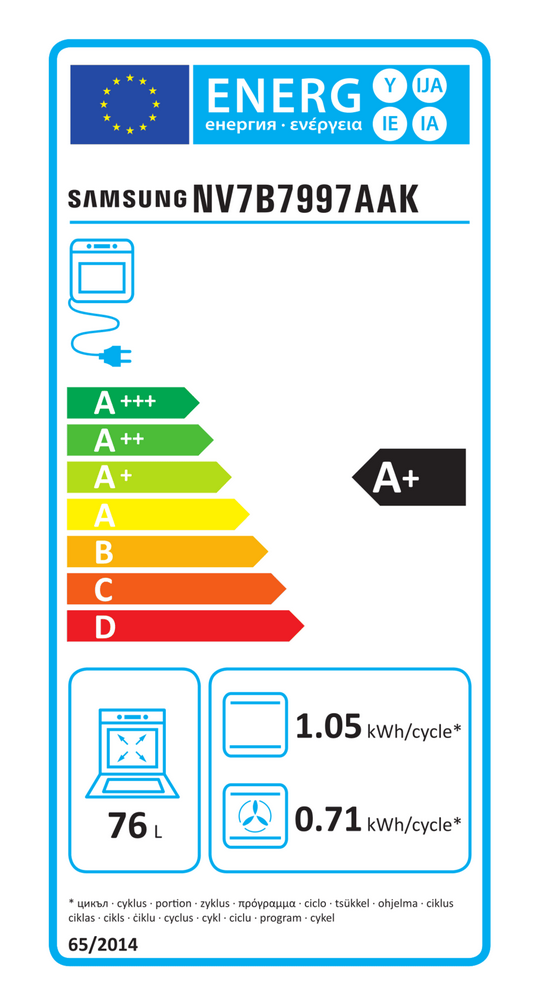  Samsung NV7B7997AAK/U3 Energieeffizienzklasse