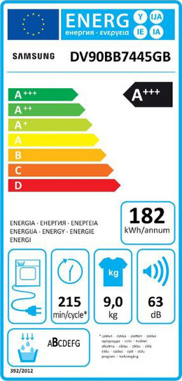 Samsung DV90BB7445GBS5 Energieeffizienzklasse Samsung DV90BB7445GBS5 Energieeffizienzklasse