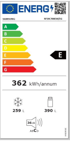  Samsung RF59C700ES9 Energieeffizienzklasse