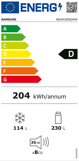  Samsung RB34C600DWW Energieeffizienzklasse