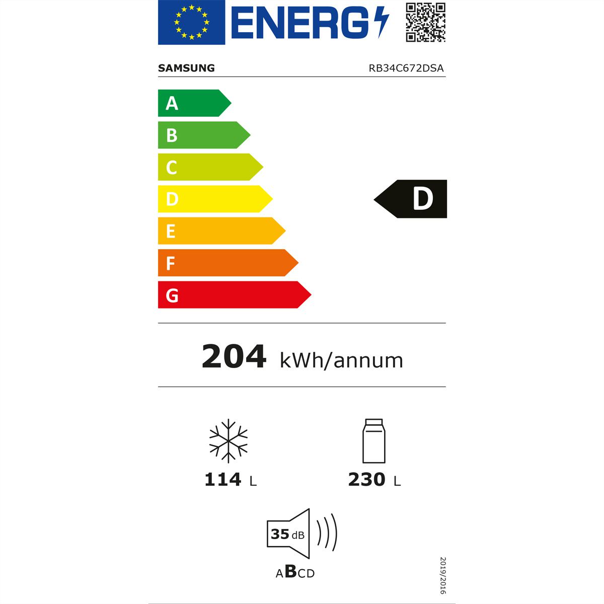  Samsung RB34C672DSA Energieeffizienzklasse