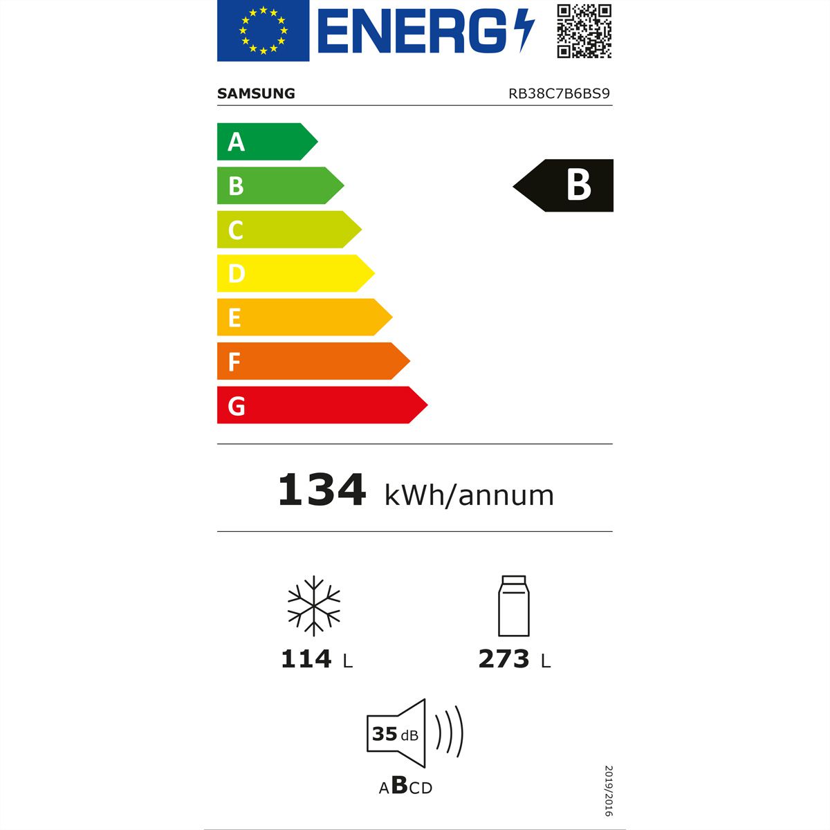  Samsung RB38C7B6BS9 Energieeffizienzklasse