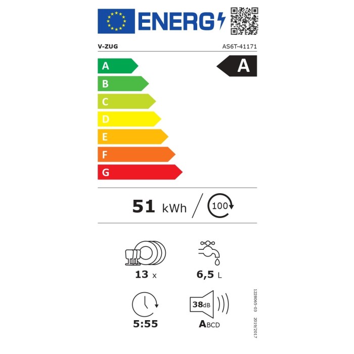 V-ZUG AdoraSpülen V6000 V 4117100002 Energieeffizienzklasse V-ZUG AdoraSpülen V6000 V 4117100002 Energieeffizienzklasse