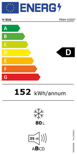 V-ZUG V600 Réfrigérateur encastrable 60 cm (UE Norme) 5300700000 Energieeffizienzklasse V-ZUG V600 Réfrigérateur encastrable 60 cm (UE Norme) 5300700000 Energieeffizienzklasse