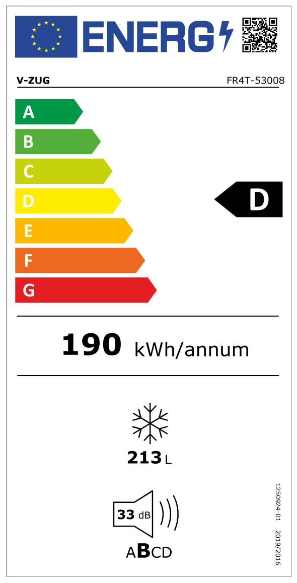 V-ZUG Congélateurs encastrables 60 cm (UE Norme) 5300800000 Energieeffizienzklasse V-ZUG Congélateurs encastrables 60 cm (UE Norme) 5300800000 Energieeffizienzklasse