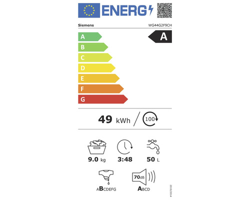 Siemens WG44G2F9CH Energieeffizienzklasse Siemens WG44G2F9CH Energieeffizienzklasse