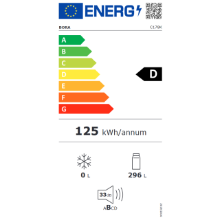  Bora Cool Réfrigérateur C178K droit Réfrigérateur encastrable 60 cm (UE Norme) Energieeffizienzklasse