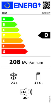  Bora Cool combiné réfrigérateur-congélateur encastrable BORA avec raccord d‘eau C178KGW gauche 40.002.687 Réfrigérateur encastrable 60 cm (UE Norme) Energieeffizienzklasse