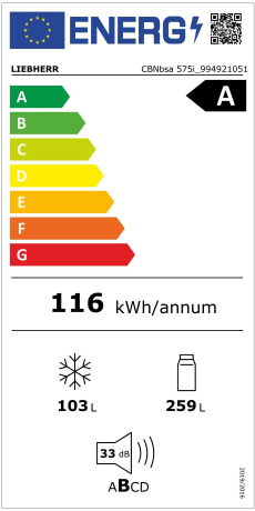  LIEBHERR CBNbsa 575i Kühl-Gefrierkombinationen Energieeffizienzklasse