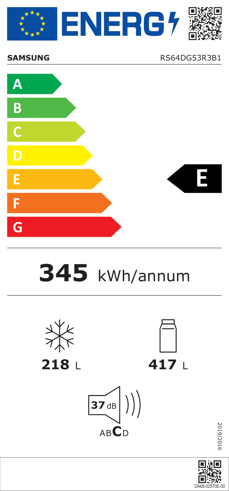 Samsung RS64DG53R3B1EF Energieeffizienzklasse Samsung RS64DG53R3B1EF Energieeffizienzklasse