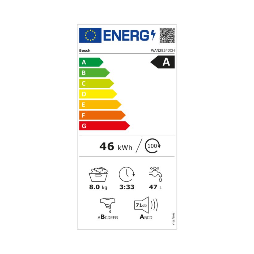 Bosch WAN28243CH Energieeffizienzklasse Bosch WAN28243CH Energieeffizienzklasse