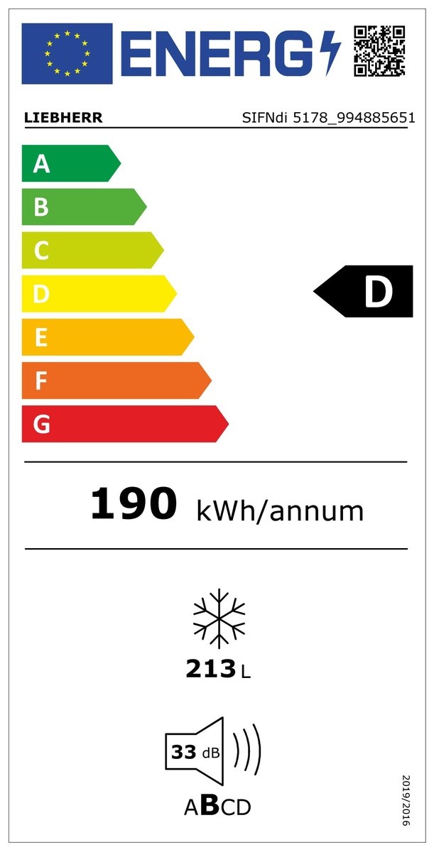  LIEBHERR SIFNdi 5178 Einbaugefrierschrank 60 cm (EU-Norm) Energieeffizienzklasse